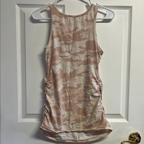 Paisley Sky Pink Camo Maternity Ruched Sleeveless Tank Top - Picture 4 of 4